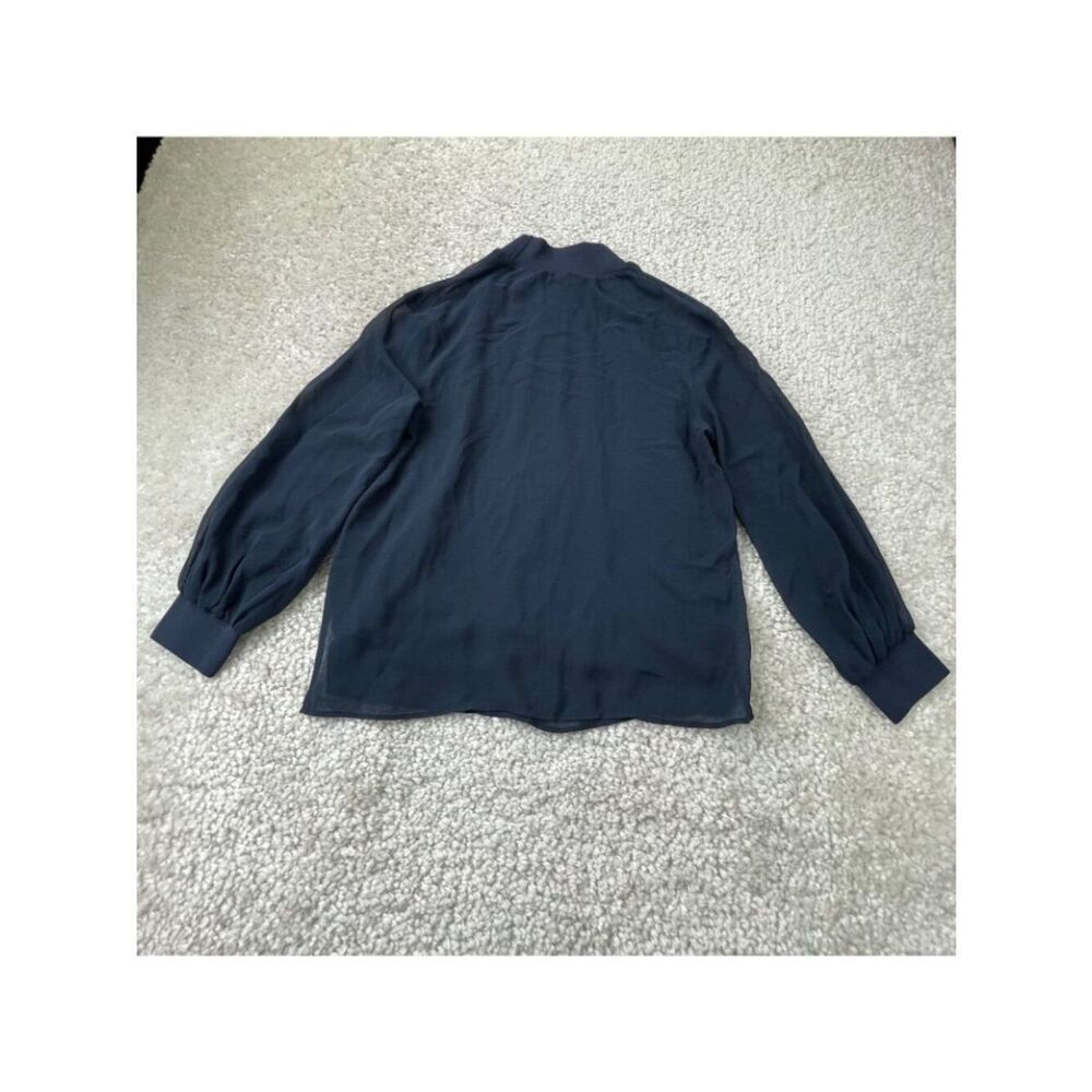 Reiss Sandrine Semi-Sheer Blouse Navy Blue Womens XS - Picture 3 of 7